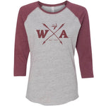 Ladies 3/4 sleeve Trifecta Maroon/Grey