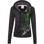 Ladies Twisted Black Burnout Zip-Up Hoodie | Vertical WA with Rack