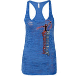 Ladies Royal Blue Burnout Tank | Vertical Archer_Red