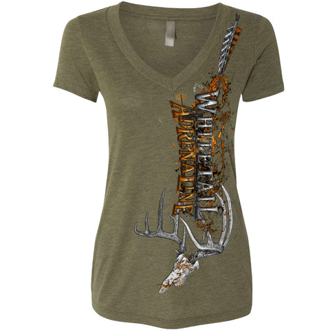 Ladies Military Green V-Neck | Vertical WA with Rack